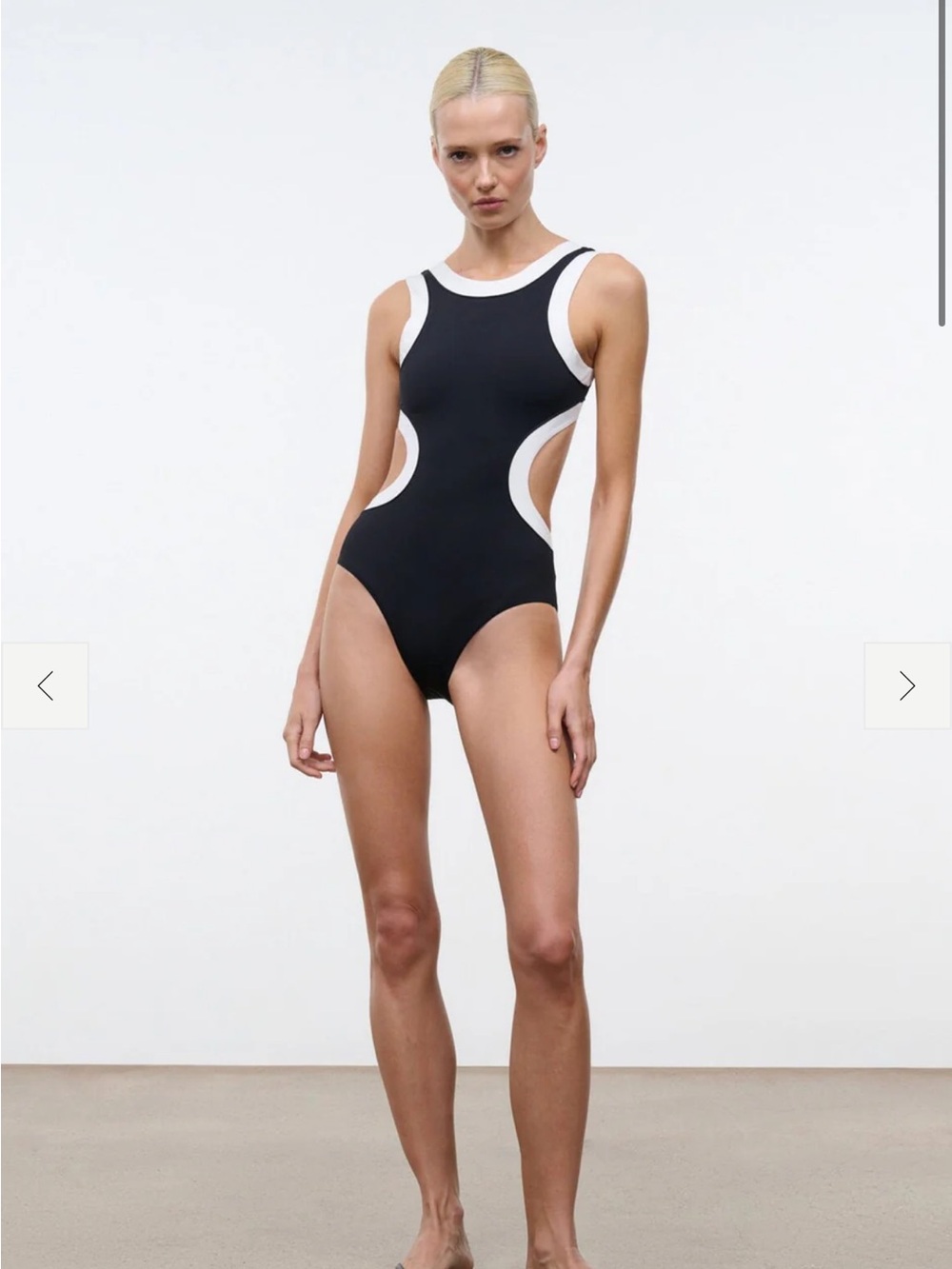STAUD Black and white Cutout One-Piece Swimsuit